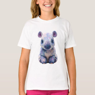 Camiseta Rinoceronte de Galaxia Pastel Acuarela para Niños