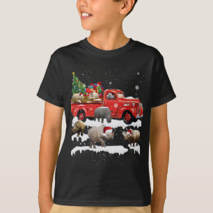 Camiseta Rinoceronte en camión rojo Feliz Navidad navideña 