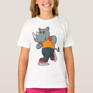Camiseta Rinoceronte en patinaje sobre hielo con patines de
