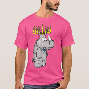Camiseta Rinoceronte judío gracioso Menorah Rhinoceros Hanu