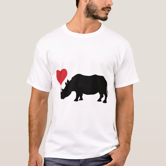 Camiseta Rinoceronte negro con corazón (Anverso)