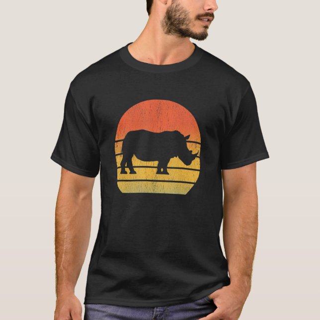 Camiseta Rinoceronte retro animal salvaje de los años 60 (Anverso)