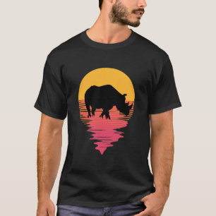 Camiseta Rinoceronte tropical de vaporolas retro 80