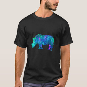 Camiseta Rinoceronte verde azulado Violeta Azul Ciano Para