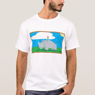 Camiseta Rinoceronte y pájaro