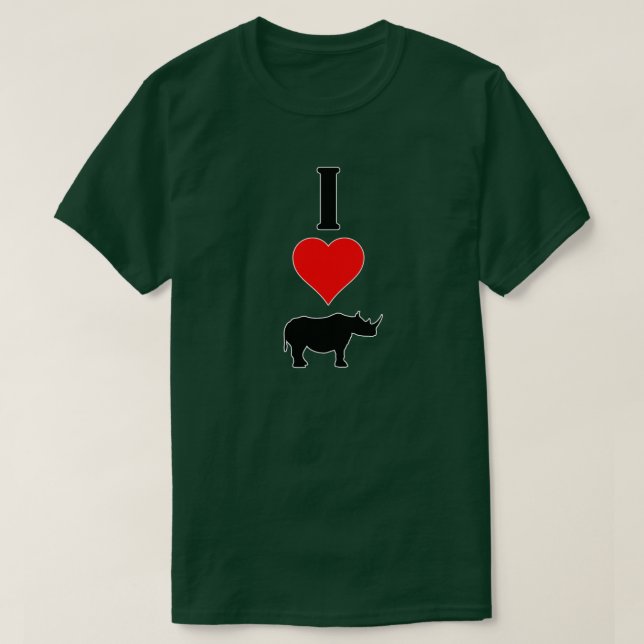 Camiseta Rinocerontes adoran animal "I Love (Heart Rhinos)" (Diseño del anverso)