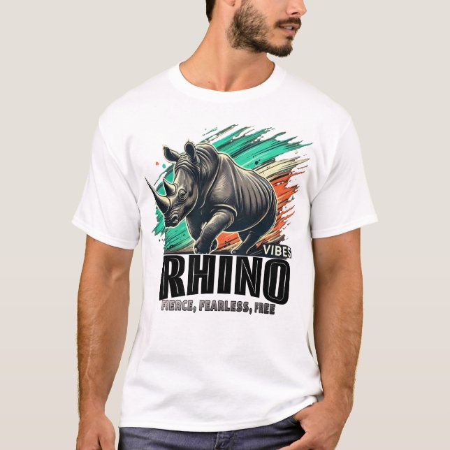 Camiseta Rinocerontes - Feroces, intrépidos, gratis (Anverso)