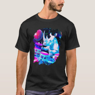 Camiseta Rinocerontes tocando tambores en música espacial e