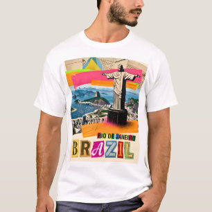 Camiseta Río de Janeiro Brasil Cristo Collage Retro Viajes