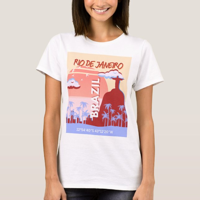 Camiseta Río de Janeiro Brasil Poster de Retro de Arte Viaj (Anverso)