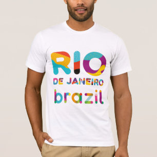 Camiseta Rio de Janeiro Brasil texto colorido