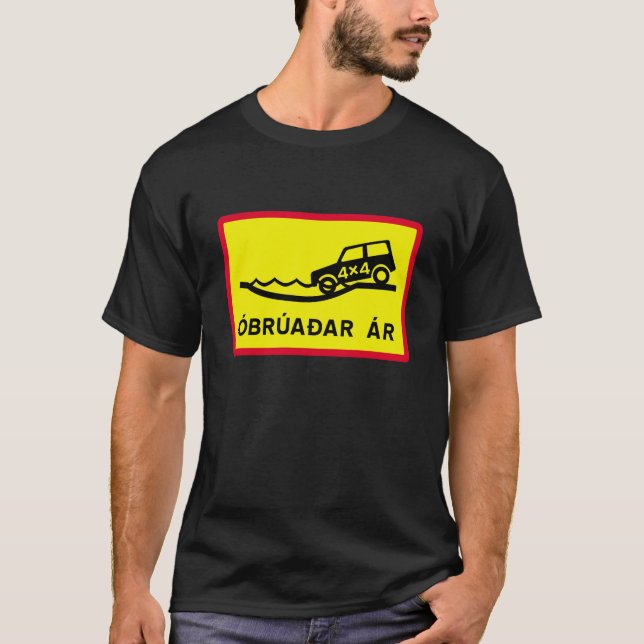 Camiseta Río de Unbridged, señal de tráfico, Islandia (Anverso)
