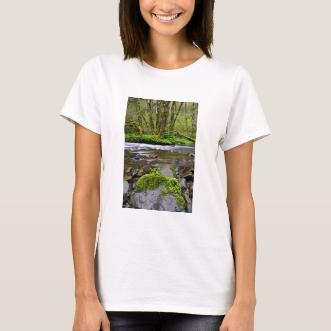 Camiseta Río en bosque verde, Oregón (Anverso)