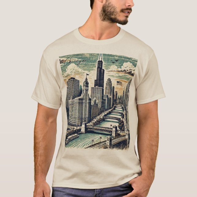 Camiseta Río Grunge en problemas de Chicago (Anverso)
