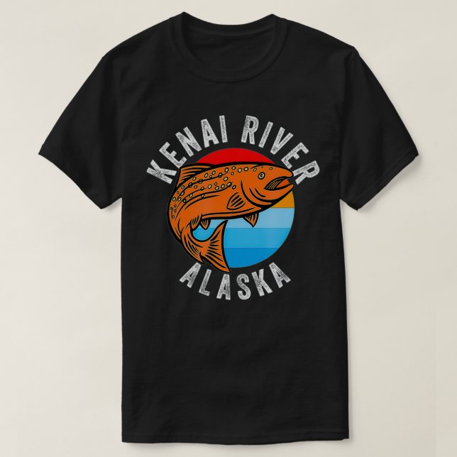 Camiseta Río Kenai Alaska pescando salmón (Diseño del anverso)