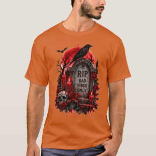 Camiseta RIP Malas Vibras Solo Halloween Gótico Cementerio