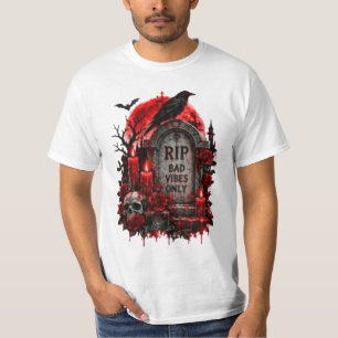 Camiseta RIP Solo Malas Vibraciones Diseño Gótico de Hallow