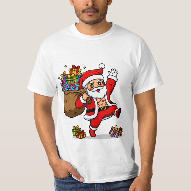 Camiseta Ripped Santa Christmas | Muscular Claus & Holiday  (Anverso)