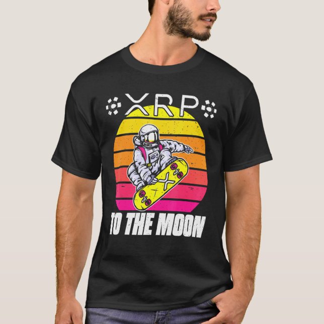 Camiseta Ripple XRP Astronauta Retro Sunset Blockchain (Anverso)