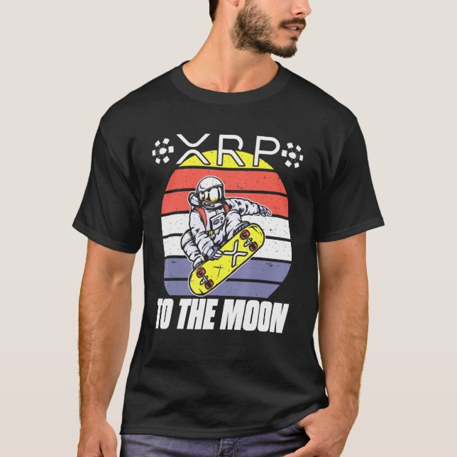 Camiseta Ripple XRP Astronauta Retro Sunset Blockchain 1 (Anverso)