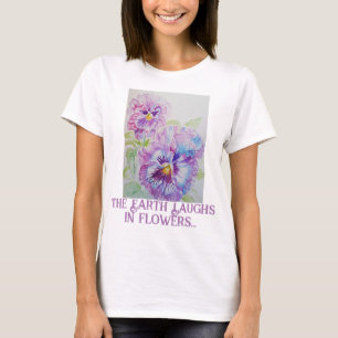 Camiseta Risa En Flores Ajardinados Pansy Watercolor Viola