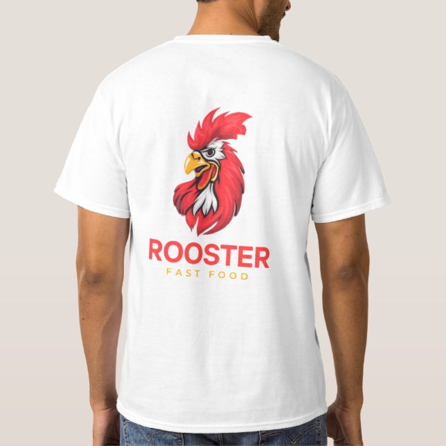 Camiseta "Rise and Shine: RoosterLon Print T-Shirt" (Reverso)