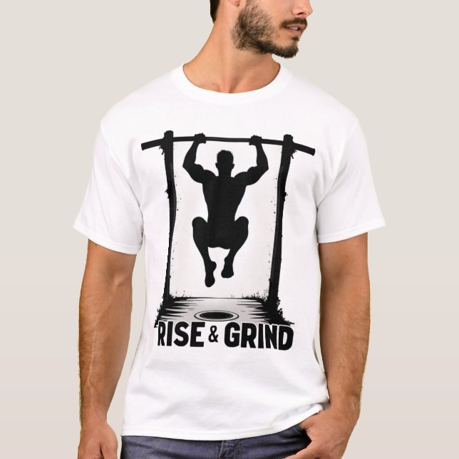 Camiseta Rise & Grind | Intense Calisthenics Pull-Up Silhou (Anverso)