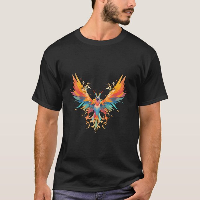 Camiseta Rising Phoenix Fire Colorful Bird Open Wing Rebirt (Anverso)
