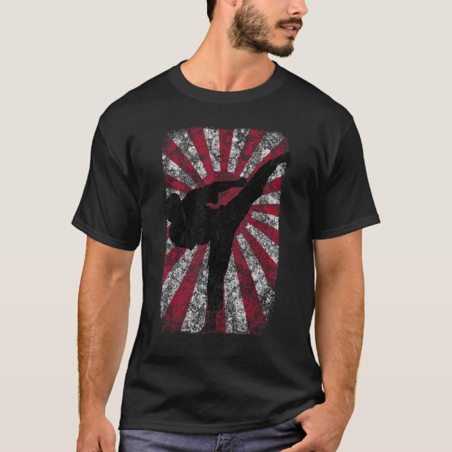 Camiseta Rising Sun Japón Bandera Karate Kick Silhouette Ma (Anverso)