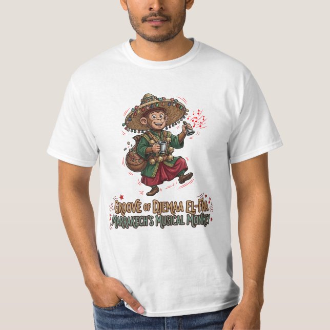 Camiseta Ritmo de Djemaa El-Fna Marrakech Mono Musical (Anverso)