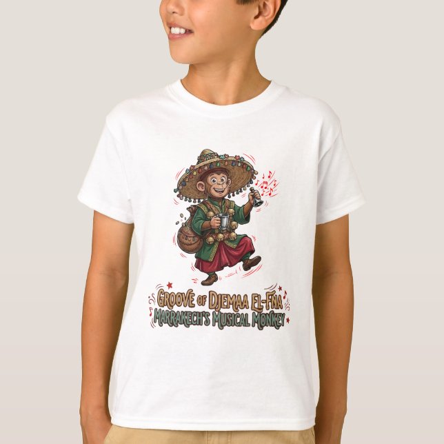 Camiseta Ritmo de Djemaa El-Fna Marrakech Mono Musical (Anverso)