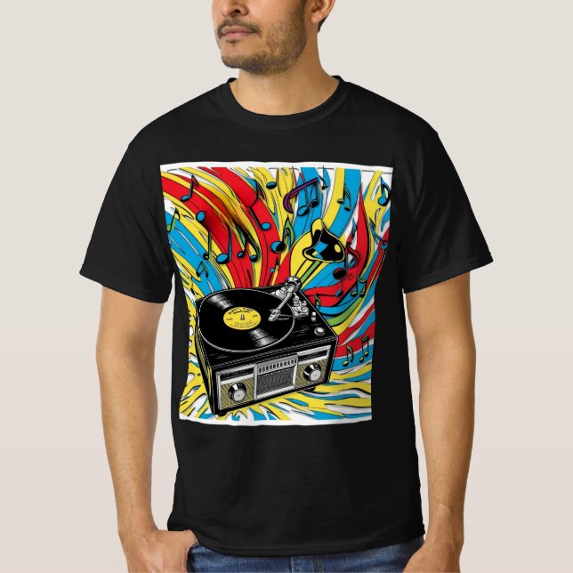 Camiseta Ritmo Retro – Tocadiscos de los 80 (Anverso)