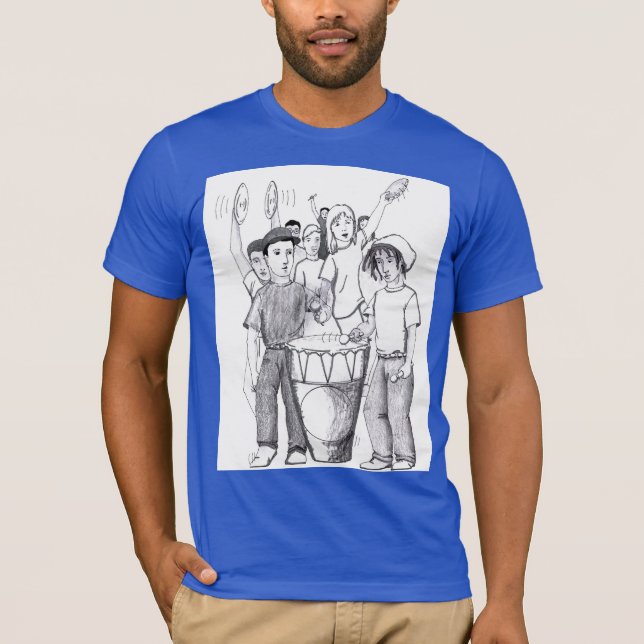 Camiseta Ritmo Tambor Bailando personas Ilustracion en esca (Anverso)