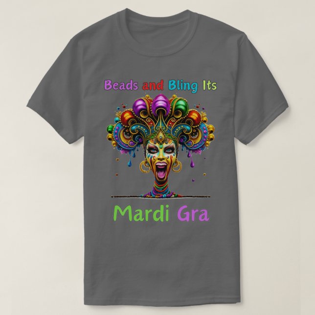 Camiseta Ritmos retro de las cuentas de Mardi Gras Fusión C (Diseño del anverso)