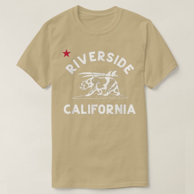 Camiseta Riverside Beach California Flag Bear Surf CA Vinta (Diseño del anverso)