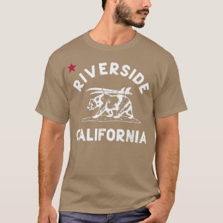 Camiseta Riverside Beach California Flag Bear Surf CA Vinta