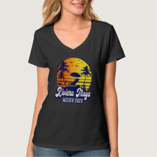 Camiseta Riviera Maya 2023 México Playa Atardecer Retro Pre