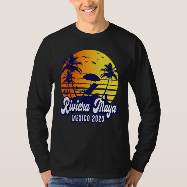 Camiseta Riviera Maya 2023 Mexico Sunset Beach Retro (Anverso)