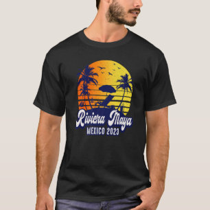 Camiseta Riviera Maya 2023 Mexico Sunset Beach Retro Premiu