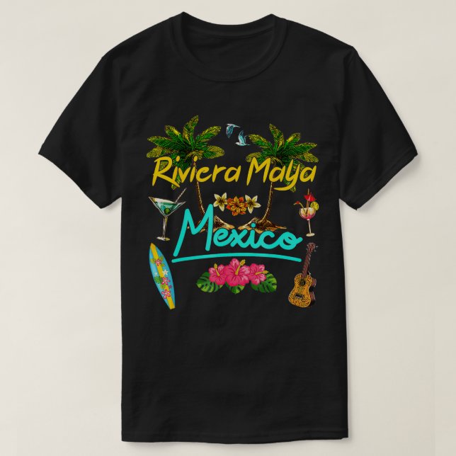 Camiseta Riviera Maya Mexico Beach Summer Palm Sun Set Palm (Diseño del anverso)