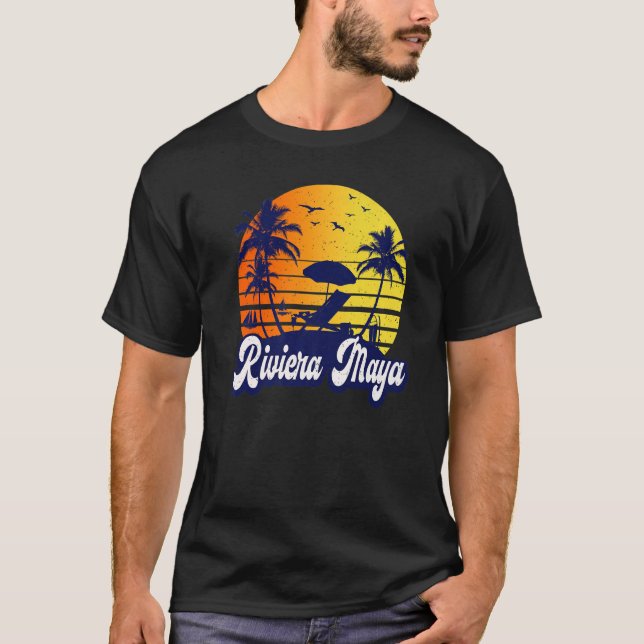 Camiseta Riviera Maya México Sunset Beach Retro Premium (Anverso)