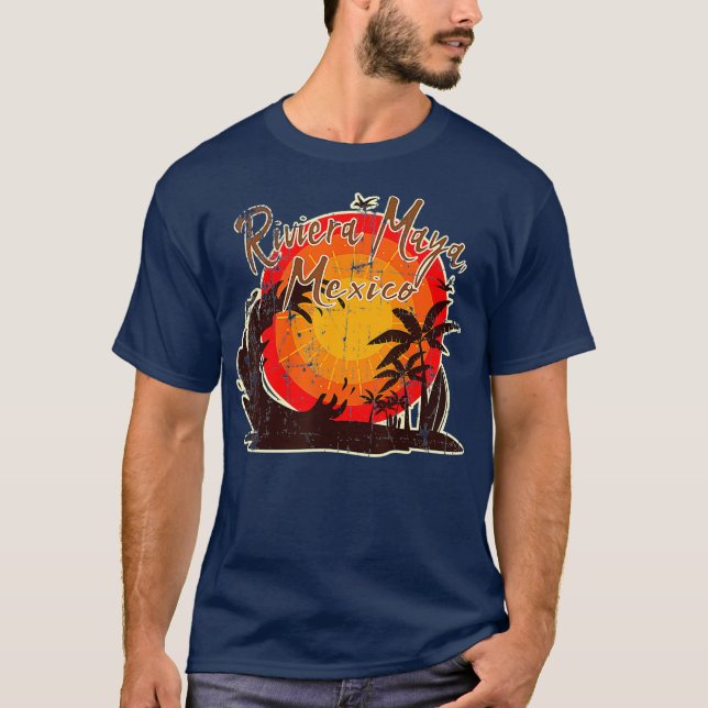 Camiseta Riviera Maya México Sunset Beach Vintage (Anverso)