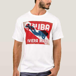 Camiseta Riviera Maya Scuba Diver - Blue Retro
