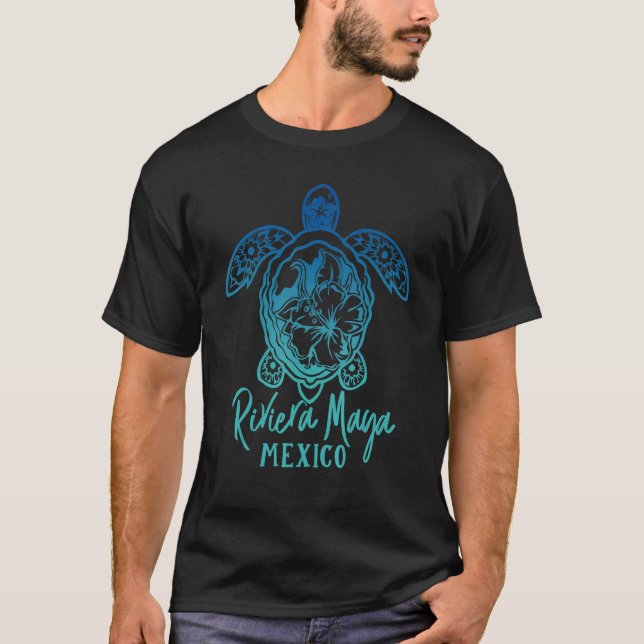 Camiseta Riviera Maya Turcas México Tortuga Y Flor (Anverso)