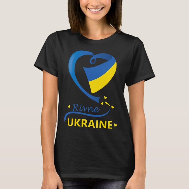 Camiseta Rivne Ukraine National Flag Heart Emblem Crest  (Anverso)
