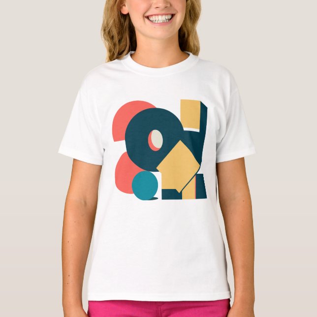 Camiseta Rizografía geométrica retro vintage, risoprint (Anverso)