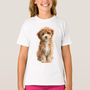 Camiseta Rizos Marrones Esponjosos Cachorro Adorable Niños