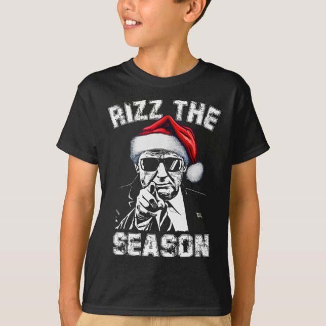 Camiseta Rizz La Temporada Funny Trump Feliz Navidad Santa (Anverso)