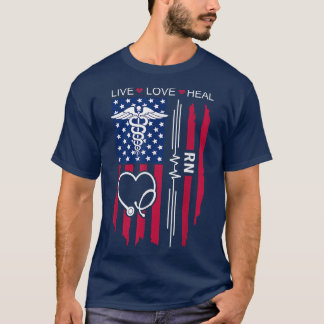 Camiseta RN Enfermera Bandera de EE.UU., Semana de Enfermer