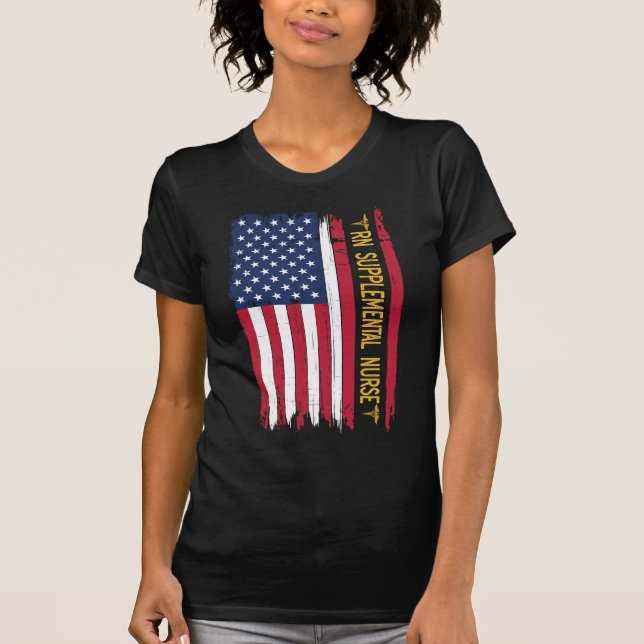 Camiseta Rn Enfermera Suplementaria Bandera Estadounidense (Anverso)